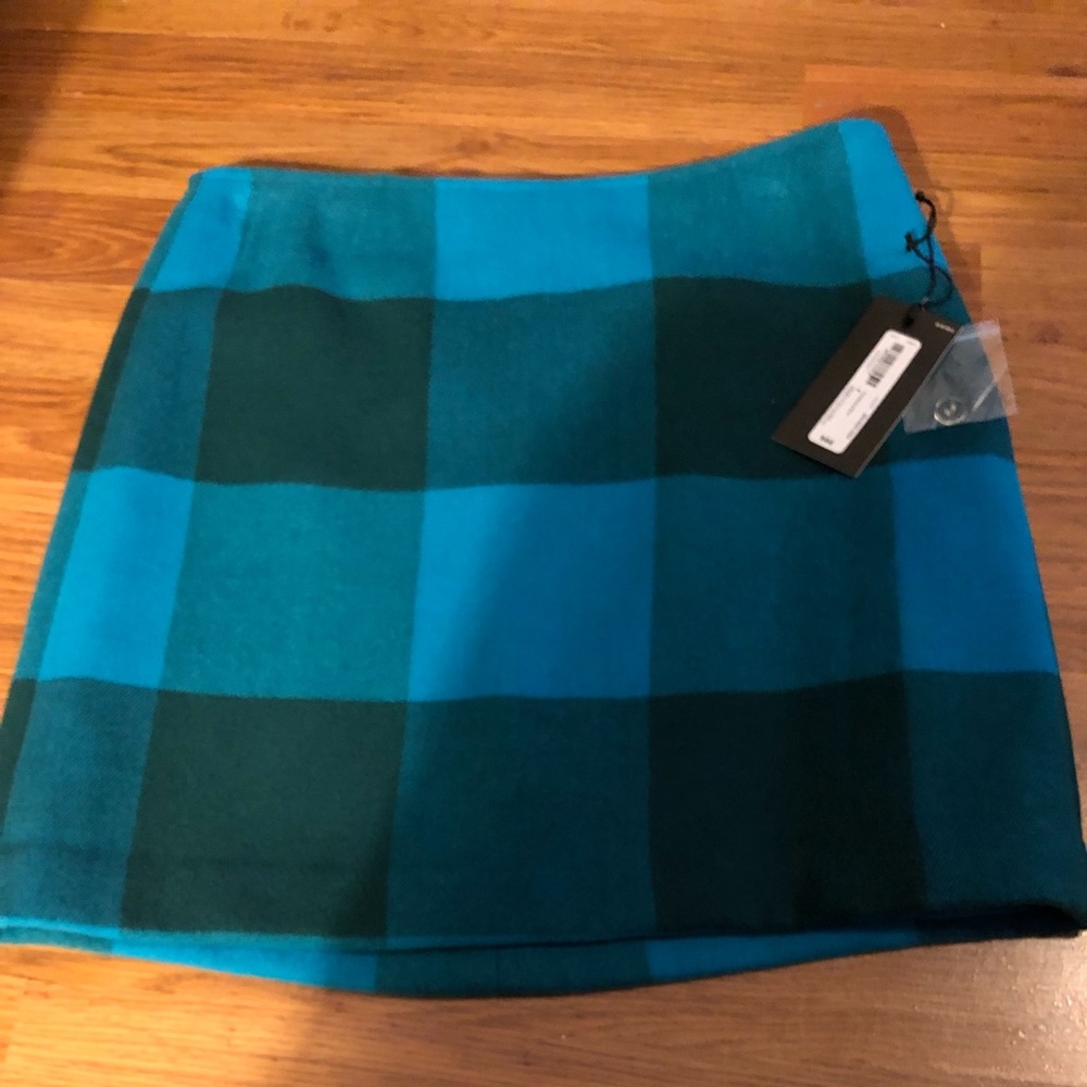 Stylus wool multi colored teal skirt.